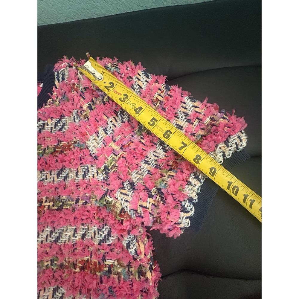 Women's NWT LUREX TWEED RIB CONTRAST Top sz small -pink & blue - Picture 8 of 10